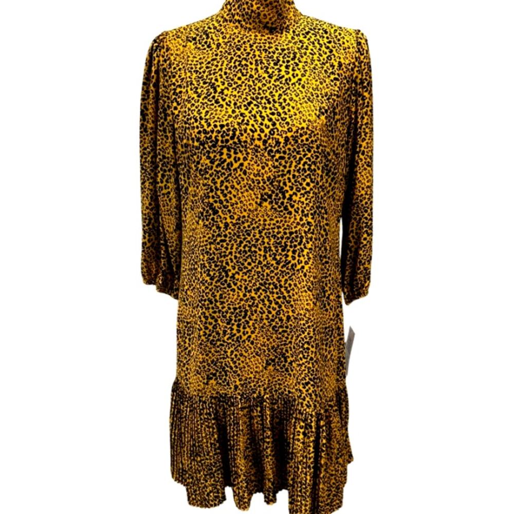 NWT!! "Nanette Lepore,‎ Cheetah Print Dress, MSRP 138, Bishop Sleeve, Ruffled